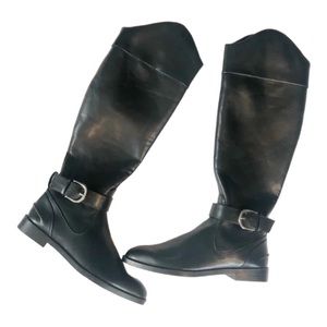 Zara Vegan Leather Tall Black Riding Boots Black Size 8